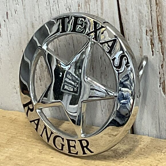Texas Ranger Belt Buckle Mens Badge Silver Tone Western Star - Picture 2 of 5
